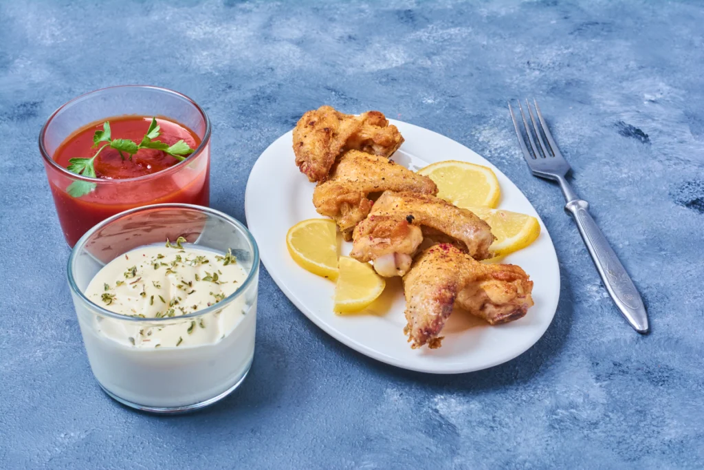 Milk used as a buttermilk substitute for marinating chicken.